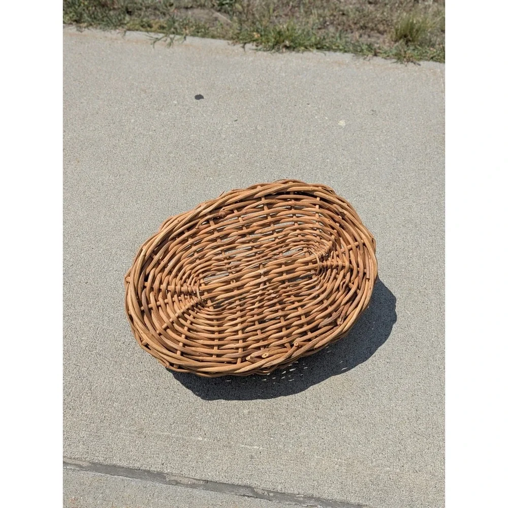 Rustic Farmhouse Wicker Gathering Basket Double Handle Cottagecore 18x12